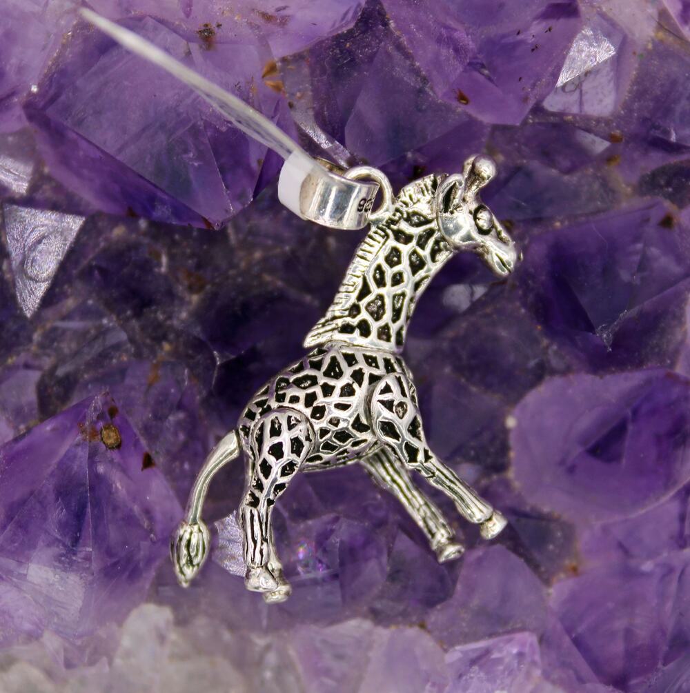 Sterling Silver Articulated Giraffe Pendant